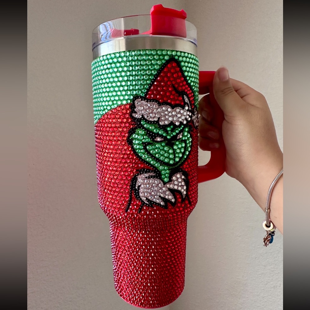 Grinchmas Rhinestone Christmas Tumbler 40oz 🎄 - Picture 2 of 4